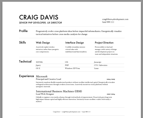 Business Resume Creator Sample Resume Output