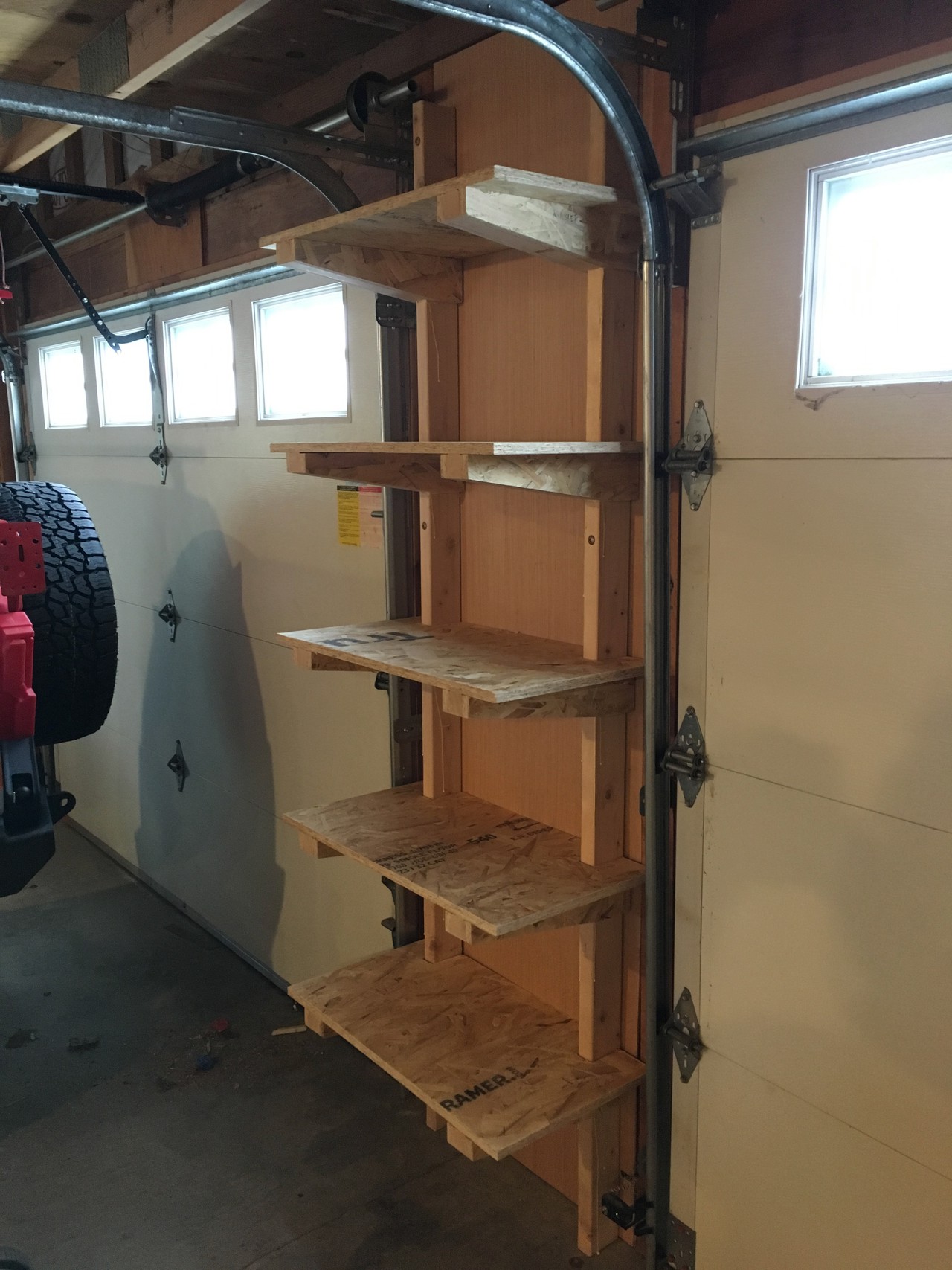 cantilevered garage shelves