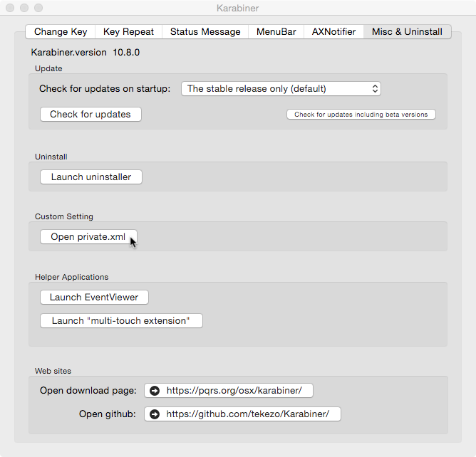 Open XML config file