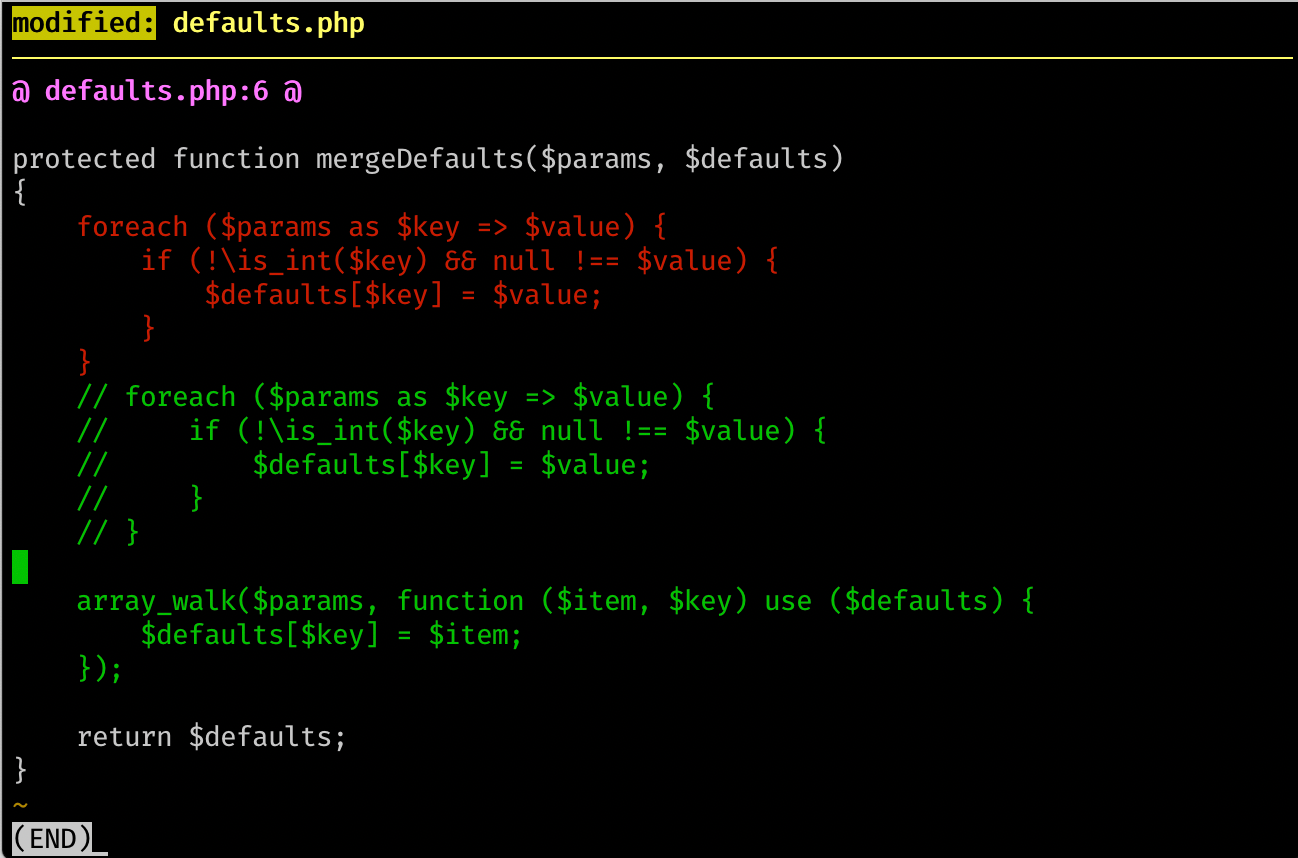 Diff comments out a foreach loop and leaves it above a new array_walk implementation.